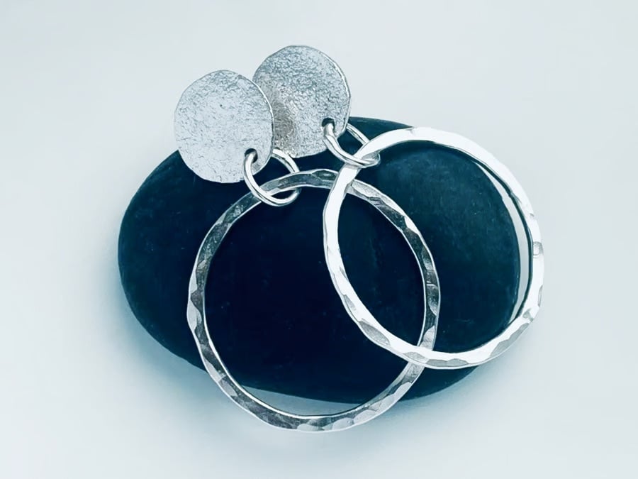 Sterling Silver Stud and Hoop Earrings, 
