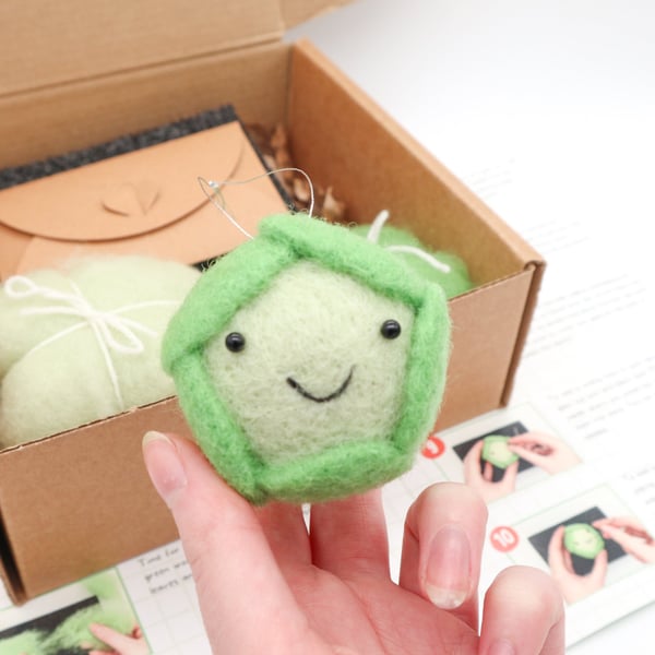 DIY Kit Woolly Sprout - Needle Felting Beginners Craft Kit High Quality