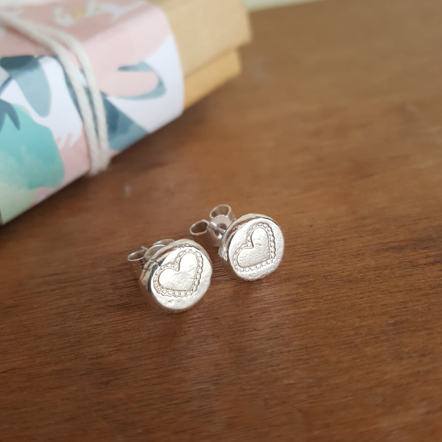 Heart Earrings in Recycled Sterling Silver