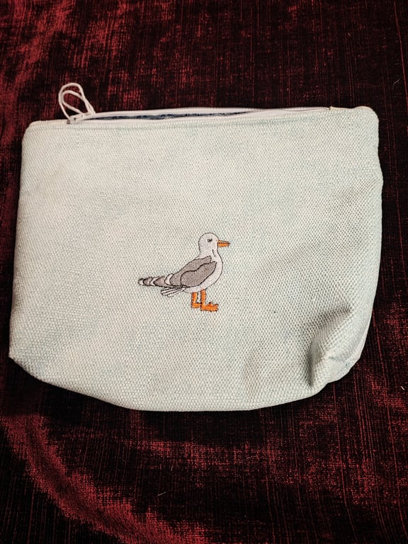Cosmetic, Toiletries Bag with embroidered seagull