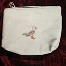 Cosmetic, Toiletries Bag with embroidered seagull