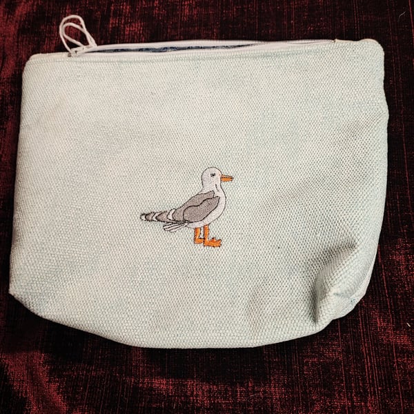 Cosmetic, Toiletries Bag with embroidered seagull