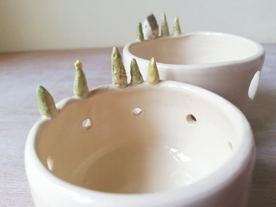 Ceramic tealight with trees candle holder mini gift 4 christmas stocking  