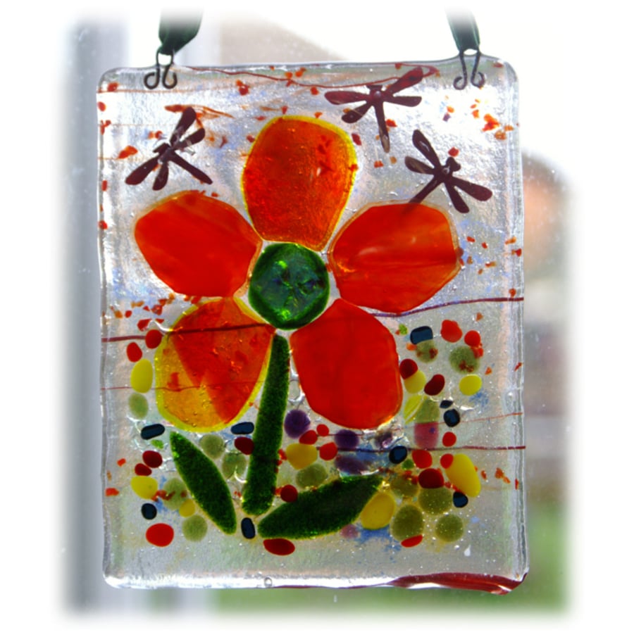 Dahlia Picture Fused Glass Flower 002