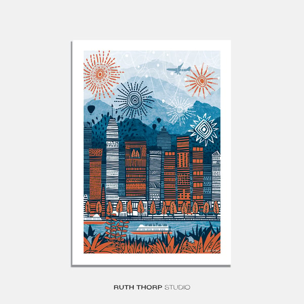 Stereo City Illustrated Art Print