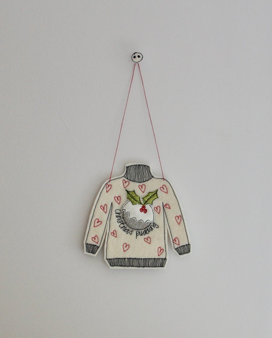 'Christmas Pudding' Christmas Jumper - Hanging Decoration