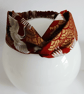 Japanese Crane Print Twisted Knot Headband – Deep Red & Gold - Image 2