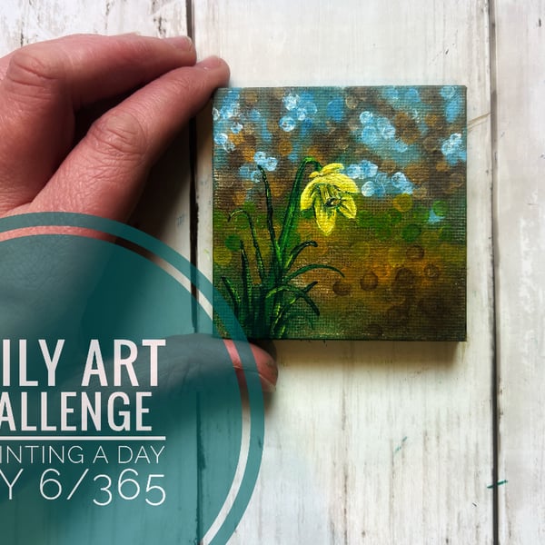 Mini Acrylic painting on canvas, Daily Art Challenge, A Painting a Day 6-365 