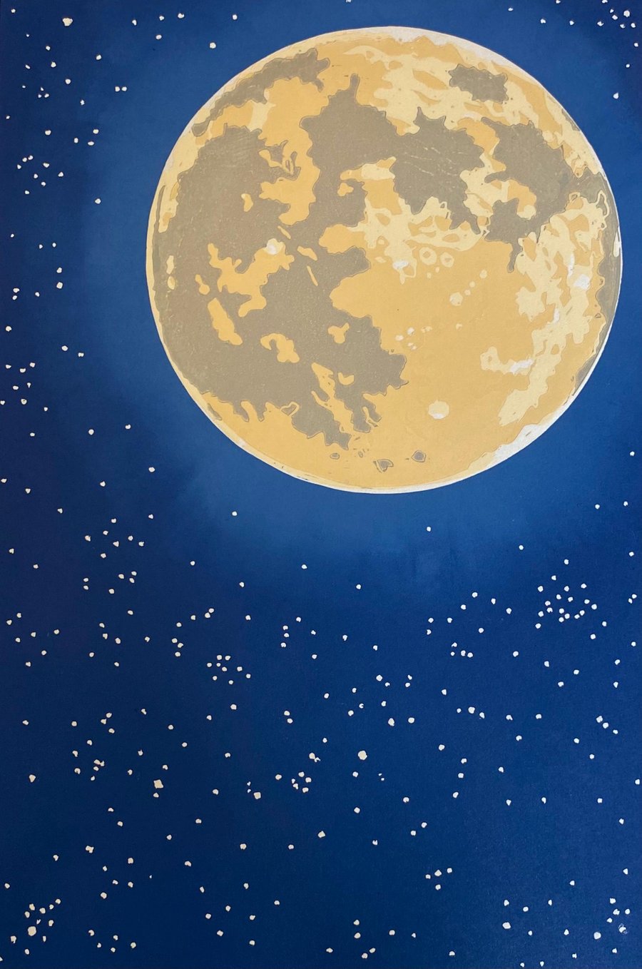 Harvest Moon - Handmade Limited Edition Lino Print 