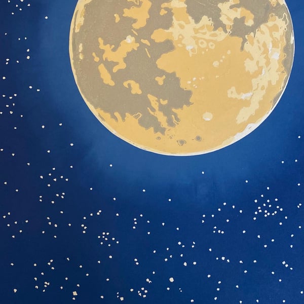 Harvest Moon - Handmade Limited Edition Lino Print 