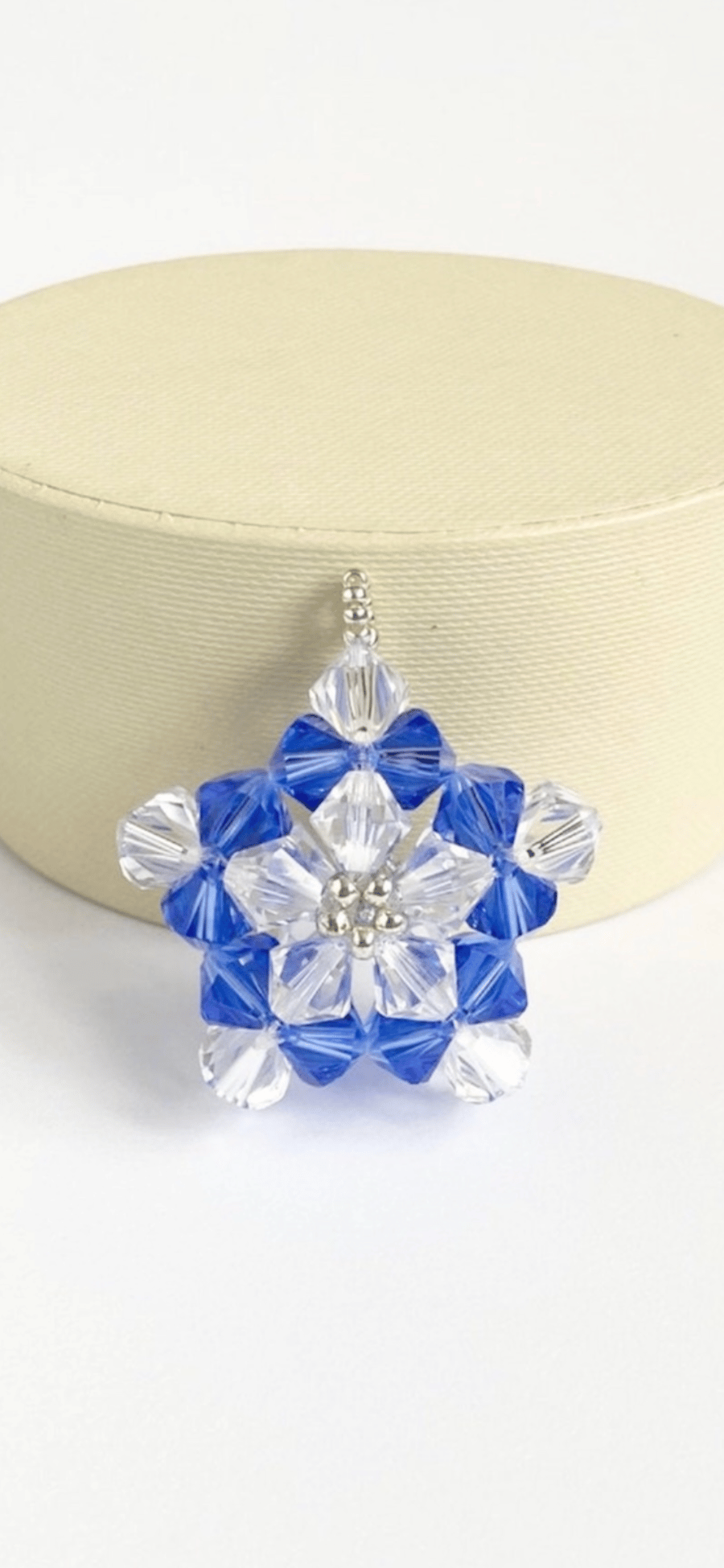 Handbag Charm, Blue & Clear Crystal Star with a Chainmaille Chain and Keyring