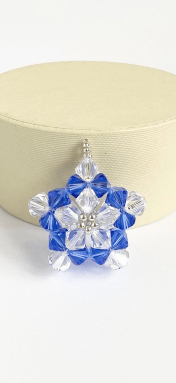 Handbag Charm, Blue & Clear Crystal Star with a Chainmaille Chain and Keyring