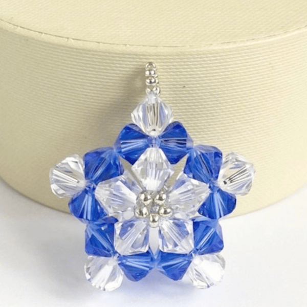Handbag Charm, Blue & Clear Crystal Star with a Chainmaille Chain and Keyring