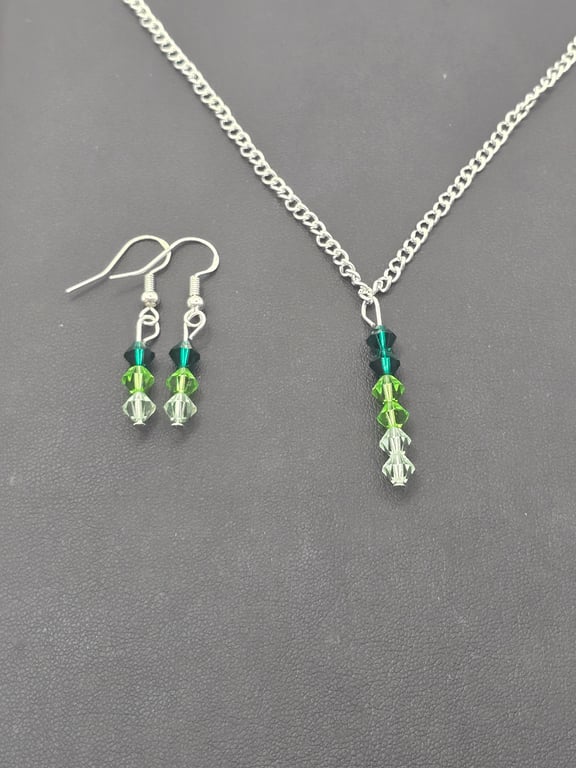 Preciosa Crystal jewellery set - Green ombre (Necklaces and earrings)