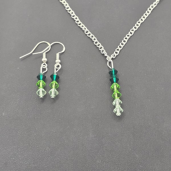 Preciosa Crystal Bracelet jewellery set - Green ombre (Necklaces and earrings)