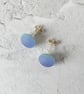 Lavender blue glass stud earrings, sterling silver fittings - Image 3