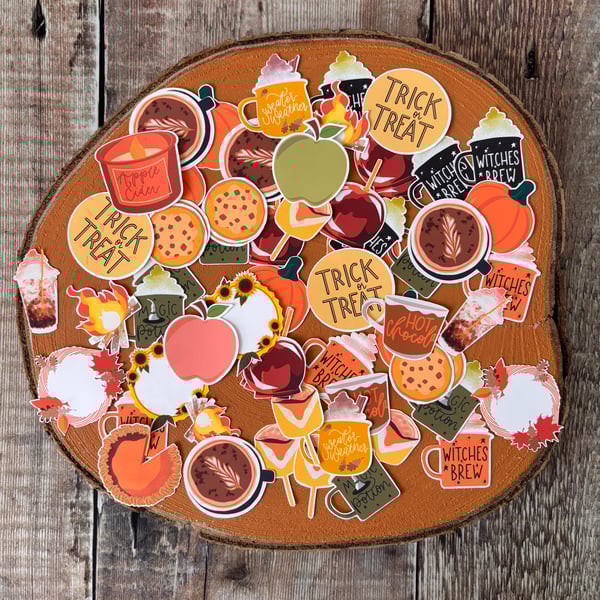 Autumn Halloween Stickers: Cosy Journal Scrapbook Stickers
