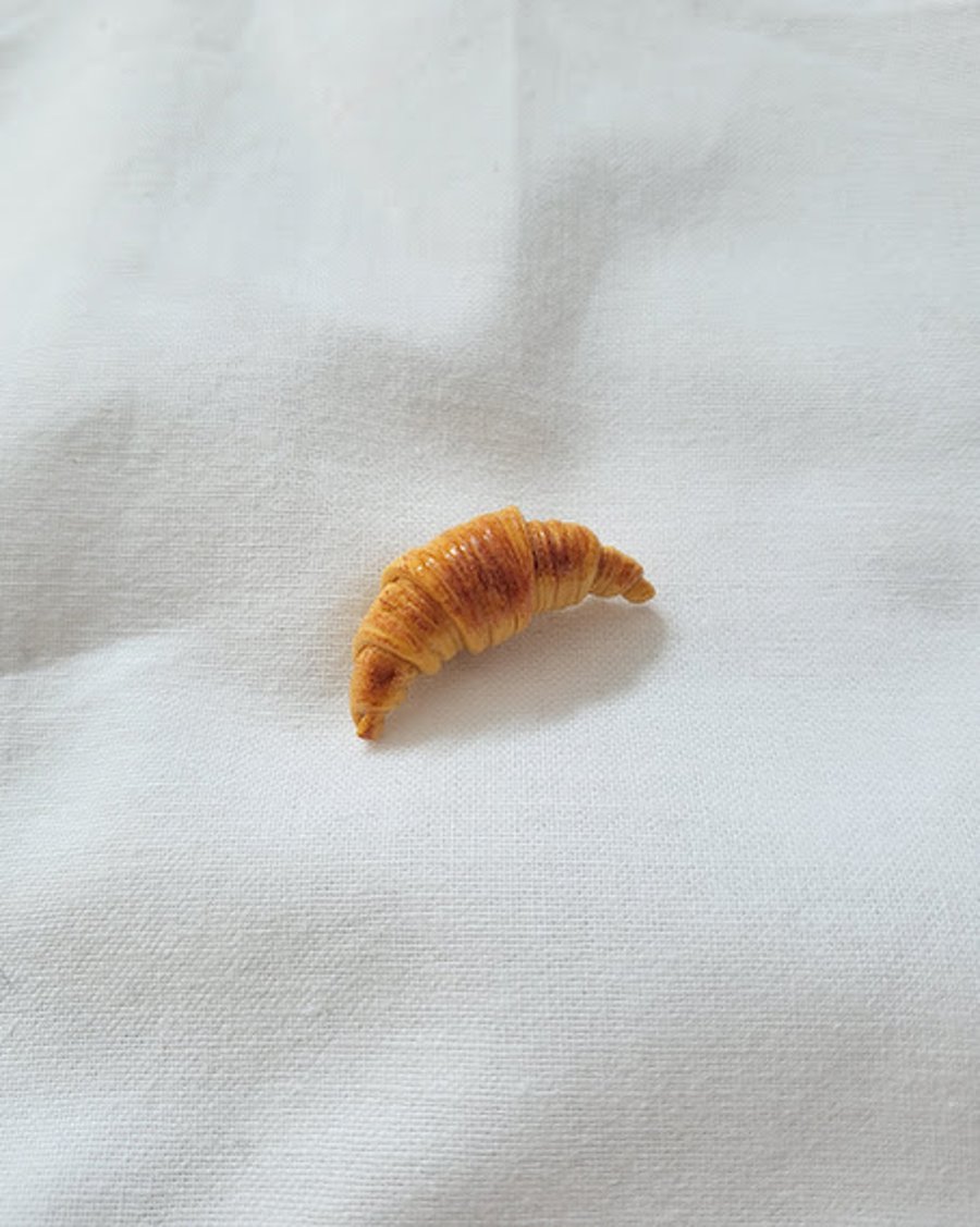 Handmade Polymer Clay Brooch - Small Le Petit Croissant Pin