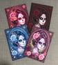 A5 Sugar Skull Greeting Cards – Set of 4 or single Blank Inside Cards