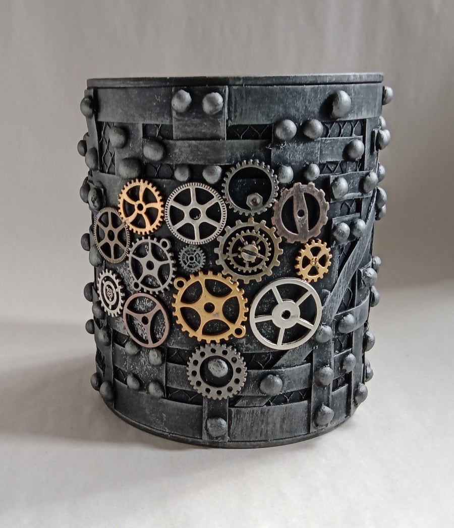 Steampunk Pot, Silver, Pewter