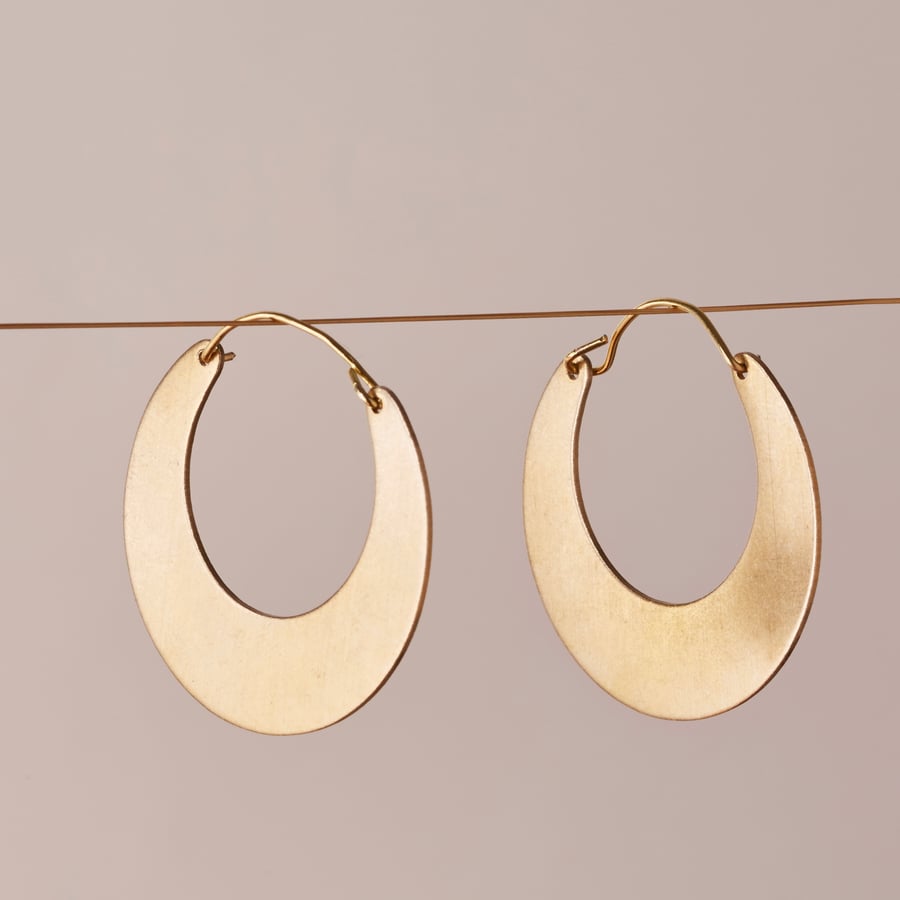 Gold Crescent Moon Tribal Hoop Earrings - Folksy