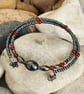 Red Agate and Haematite memory wire bangle - Image 5