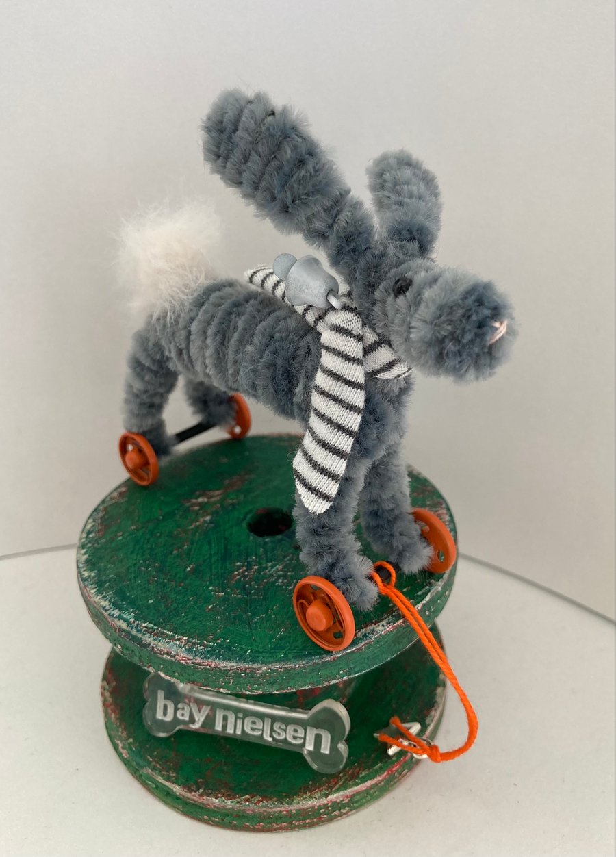 Miniature Handmade Rabbit on Wheels 