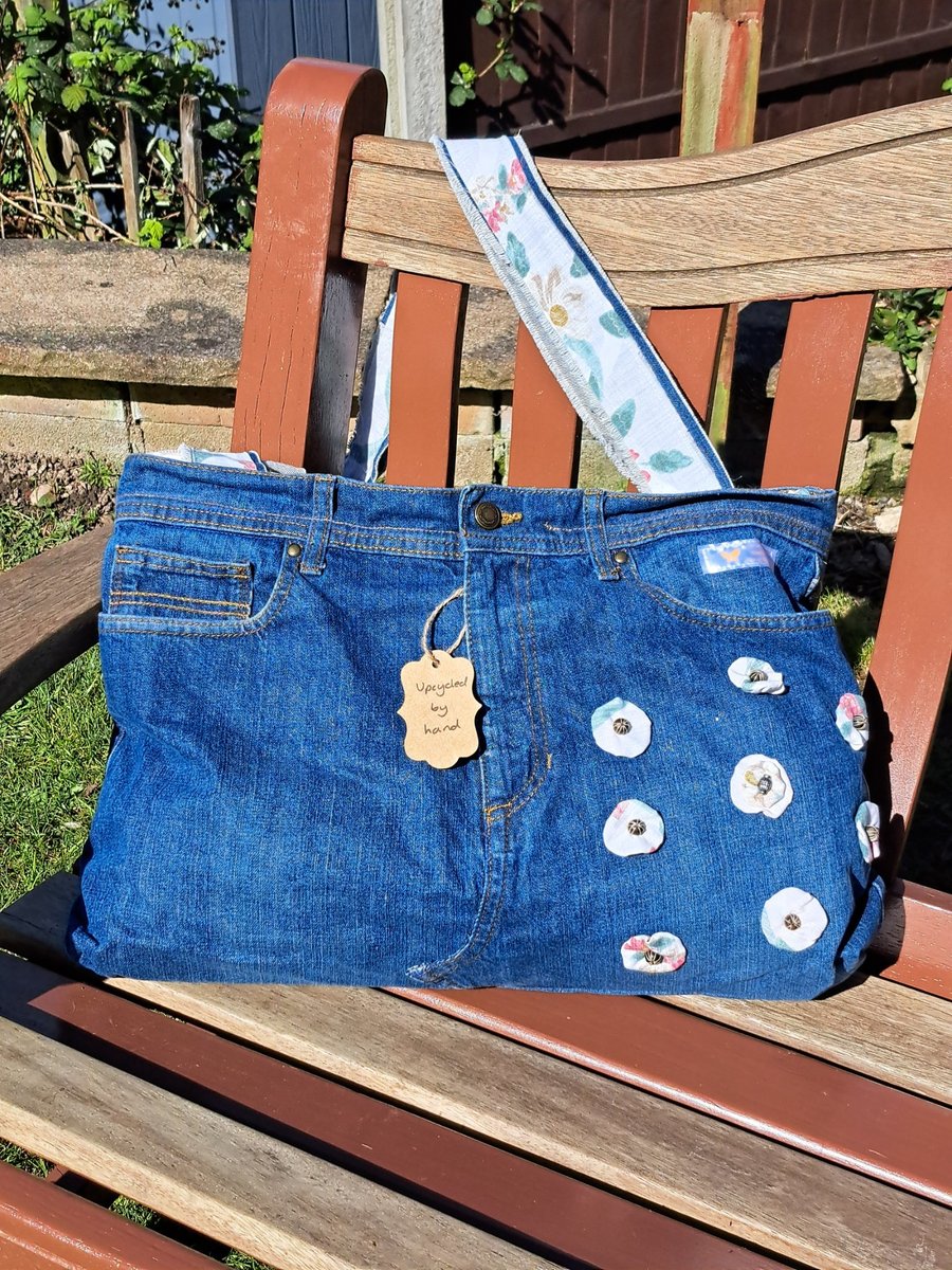 Upcycled denim jeans shoulder bag