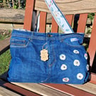 Upcycled denim jeans shoulder bag