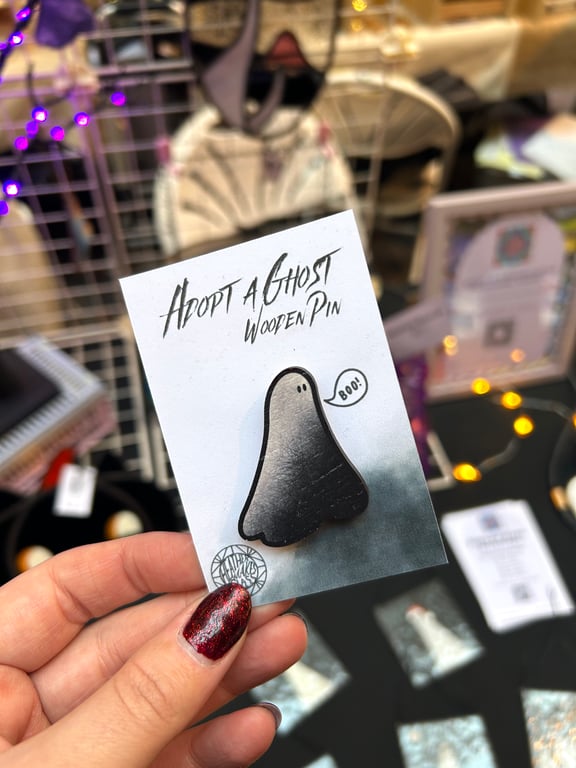 Spooky Ghost Wooden Pin