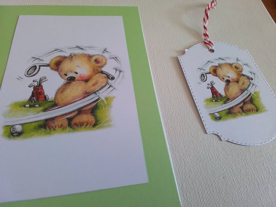 Card and gift tag. Father's day. Birthday. Golf. Ref 452