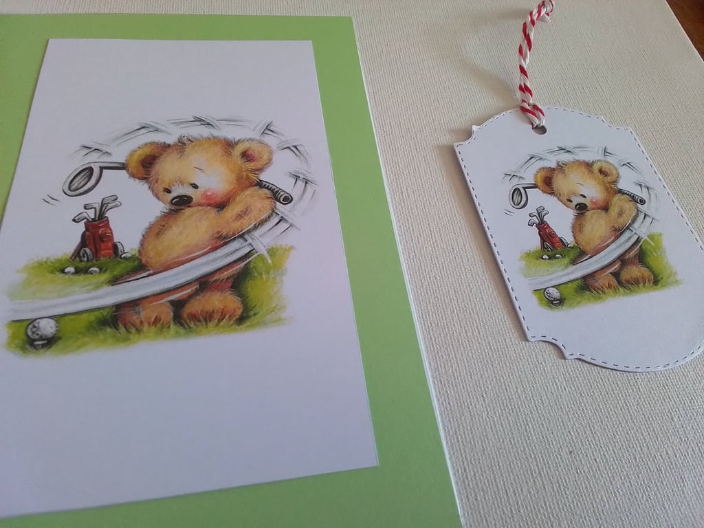 Card and gift tag. Father's day. Birthday. Golf. Ref 452