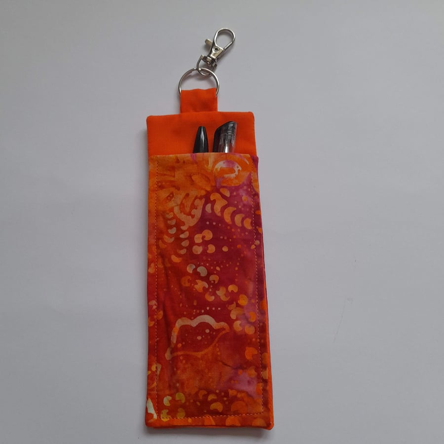 Lanyard Pen Holder with Orange Batik Design