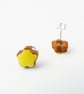 Flower stud earrings, yellow. - Image 3