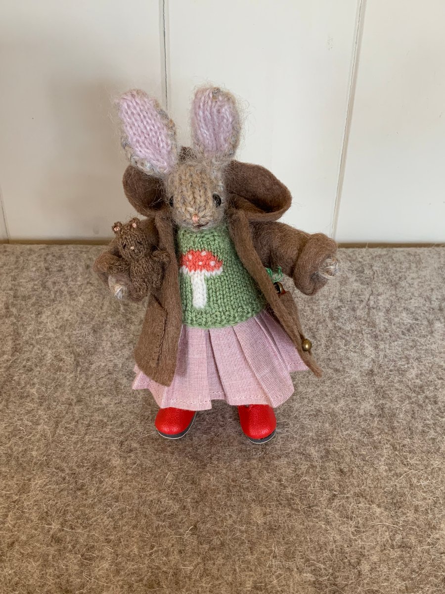 Little Hand Knitted Dressed Rabbit - Dot Pebble... - Folksy