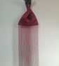 Burgundy Duchess satin Japanese knot bag with 50cm fringe and satin lining.