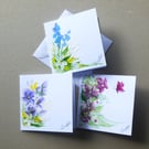 set of 3 hand painted floral greetings cards ( ref FA 136 M2 )
