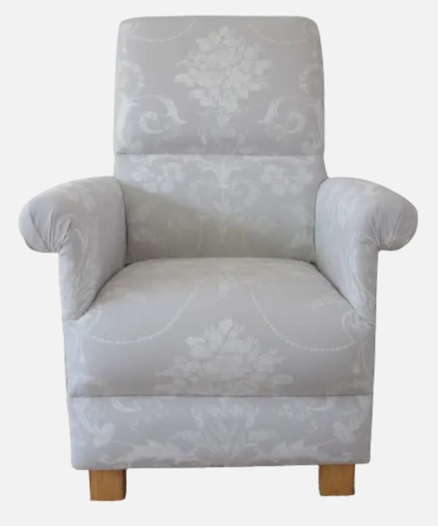 Laura Ashley Josette Dove Grey Armchair Adult Chair Toile Accent Bedroom Small