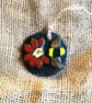 Hanging Mosaic Bumble Bee & Red Flower