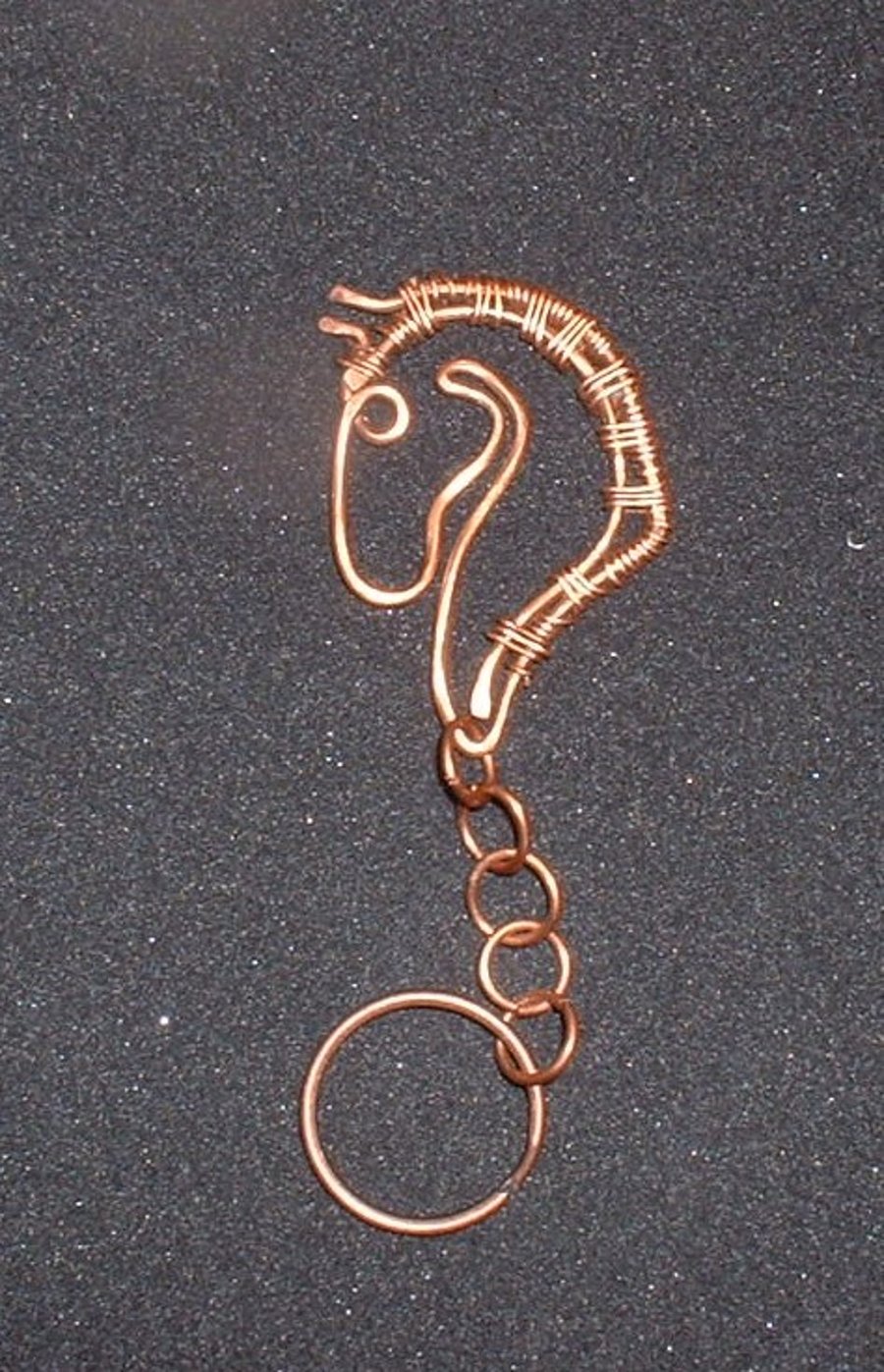 Rustic Copper Stallion Wire Wrapped Keyring Amulet