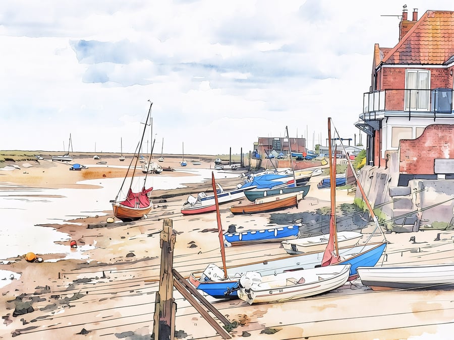 Wells-Next-The-Sea Greeting Card A5 Low Tide 