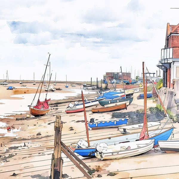 Wells-Next-The-Sea Greeting Card A5 Low Tide 