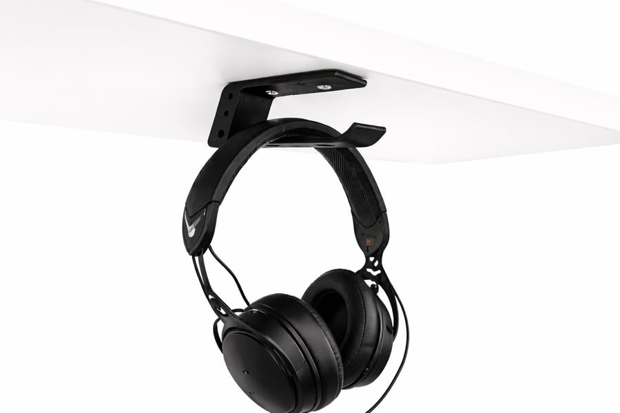 Under Desk Headphone Holder – Screw Mounted, Hidden Storage Design