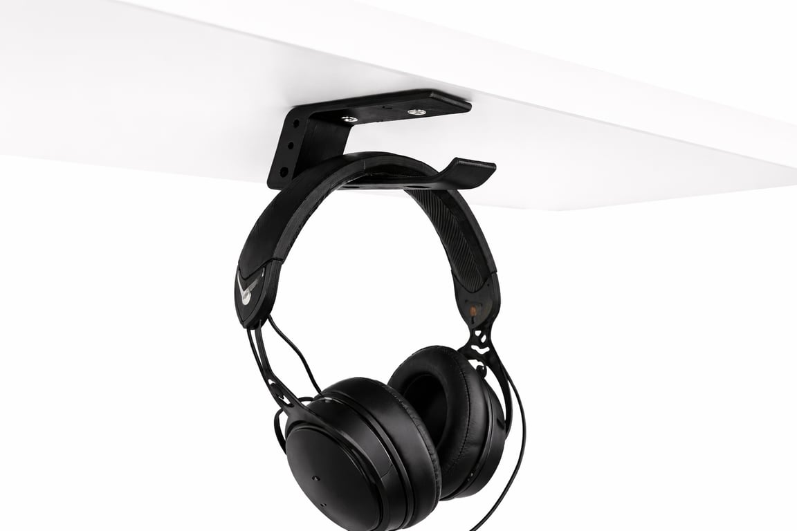 Under Desk Headphone Holder – Screw Mounted, Hidden Storage Design