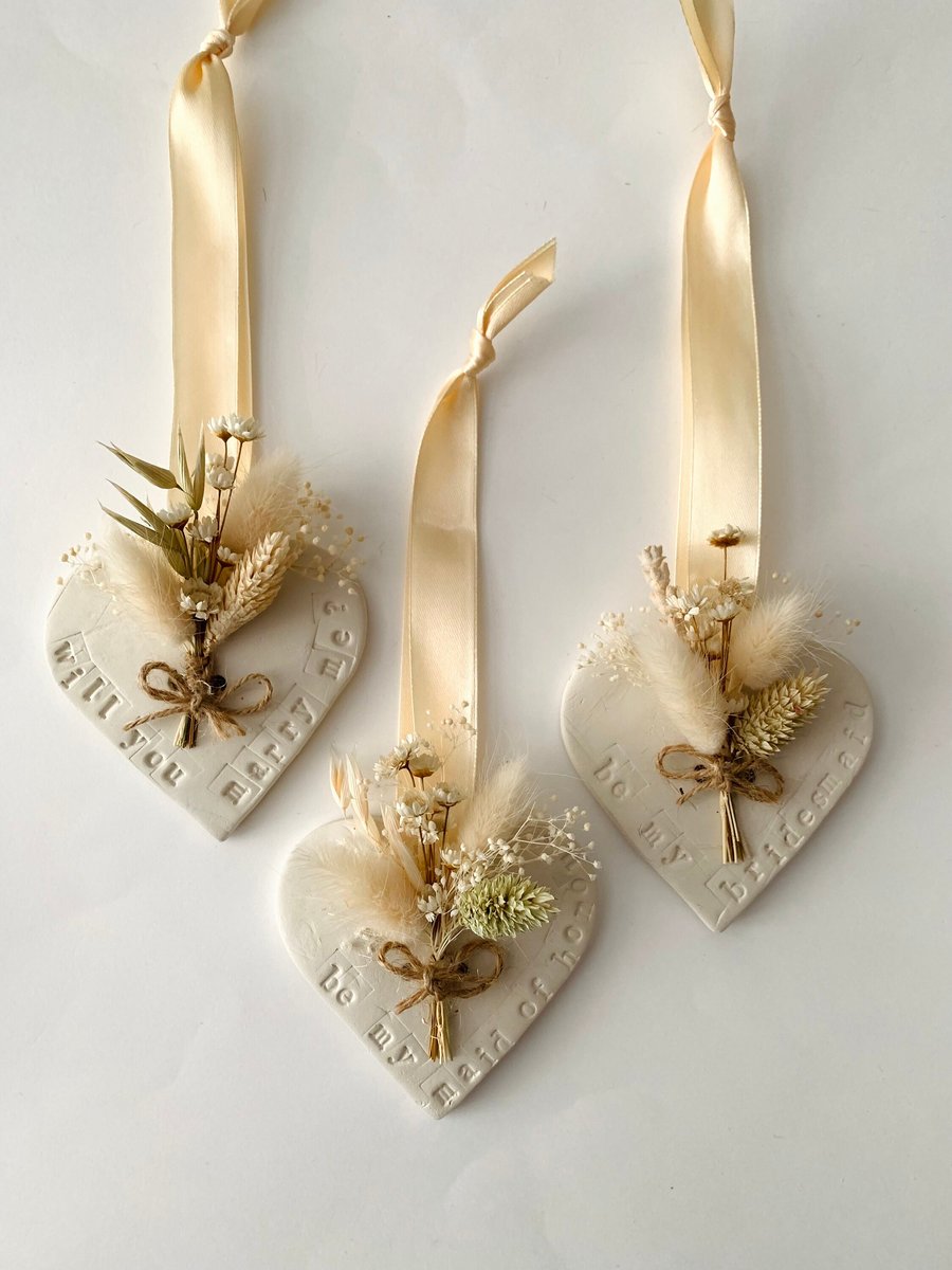 Dried Flowers Wedding Hearts Collection Miniature Bouquet Arrangement Handmade C