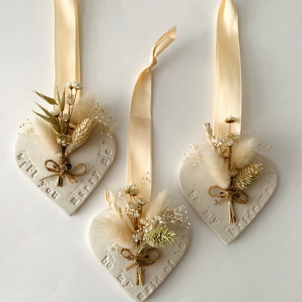 Dried Flowers Wedding Hearts Collection Miniature Bouquet Arrangement Handmade C