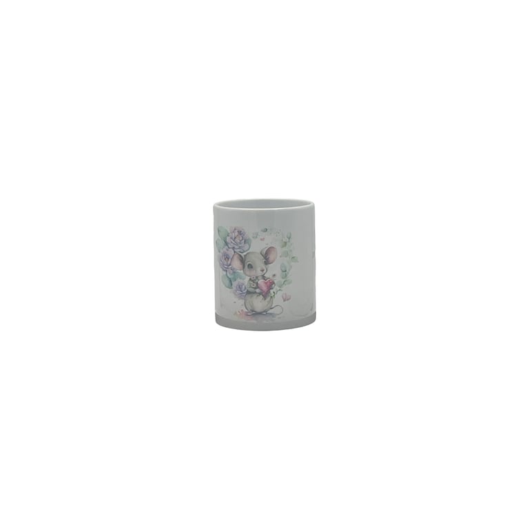 Cute Mouse & Floral Heart Mug