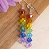 Earrings Sterling Silver and Swarovski rainbow drop dangle handmade