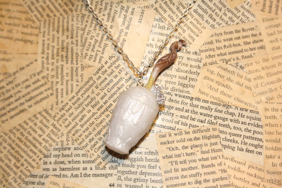 Beauty and the Beast Plumette Feather Duster Reclaimed Toy Necklace