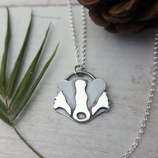 Sterling silver badger necklace - Made to order